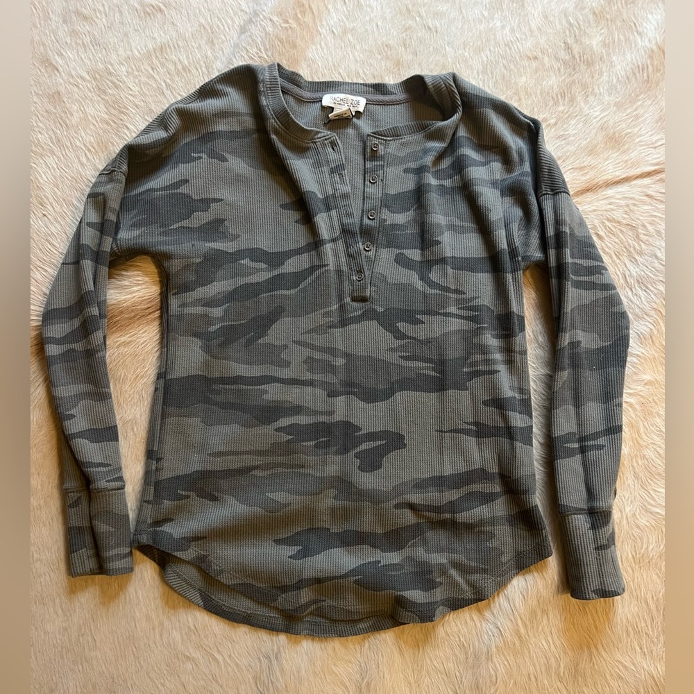Rachel Zoe, camo waffle thermal top